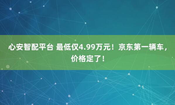 心安智配平台 最低仅4.99万元！京东第一辆车，价格定了！