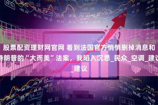 股票配资理财网官网 看到法国官方悄悄删掉消息和特朗普的“大而美”法案，我陷入沉思_民众_空调_建议